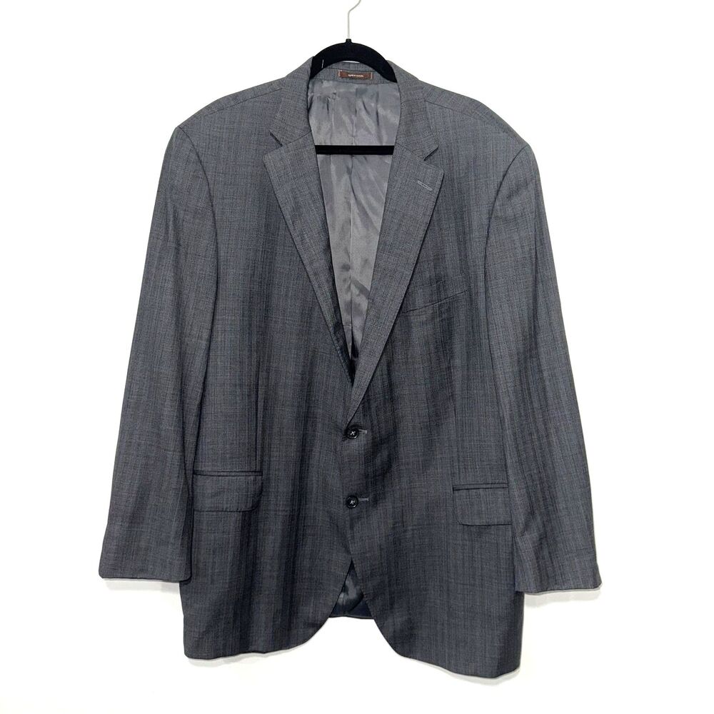 Peter Millar Herringbone Striped Two Button Blazer - Gray/Blue 48T